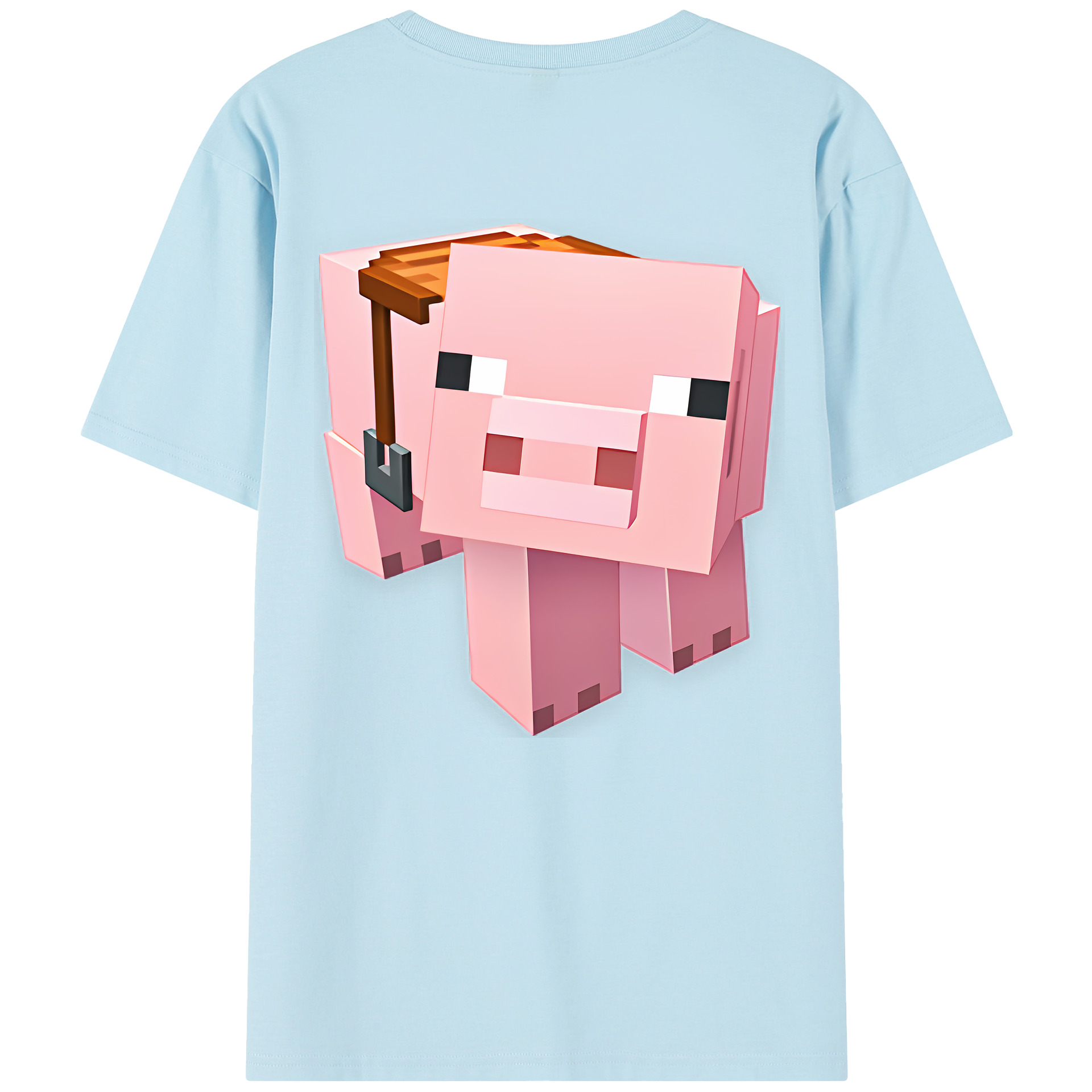 （画像用） マインクラフト ブロックの世界 Minecraft MC Block world 綿100％半袖Tシャツ（背面プリント）